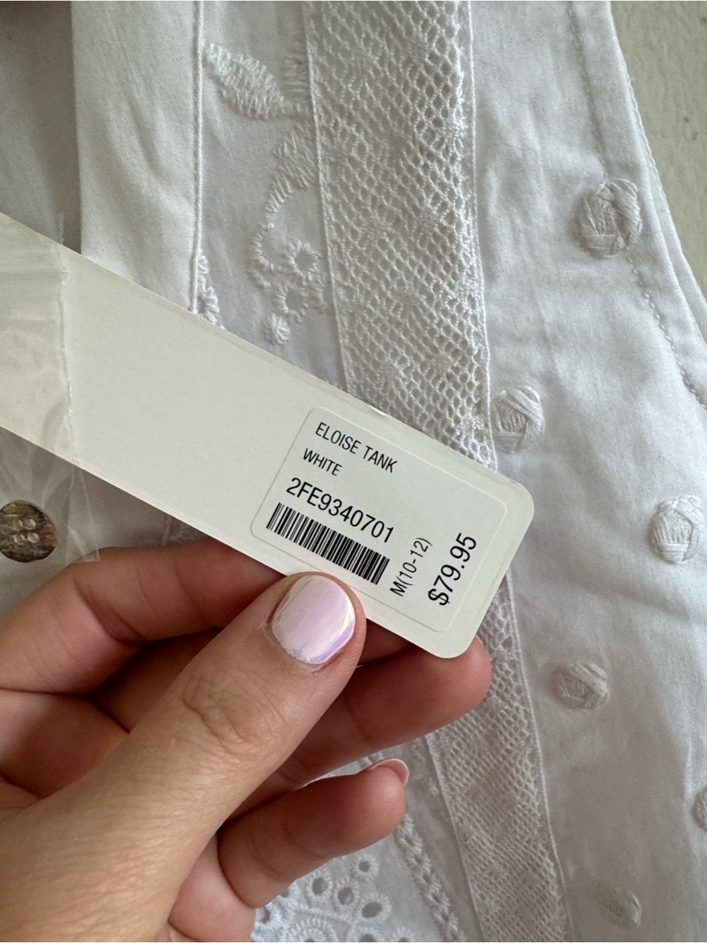 Soft surroundings Eloise white eyelet cotton button down sleeveless top sz M NWT - Picture 5 of 6